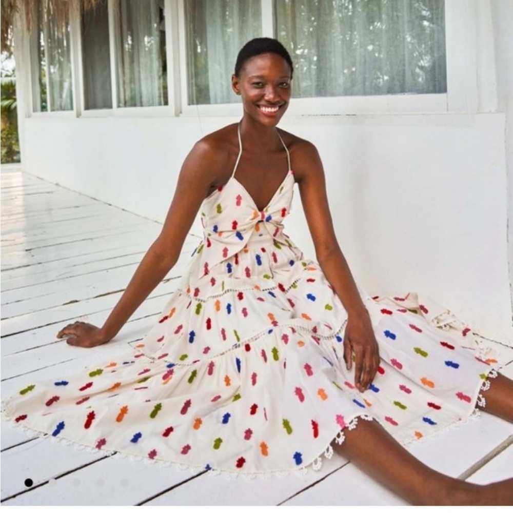 NWT Farm Rio Multicolor Pineapple Midi Dress